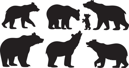Vector bear silhouettes set
