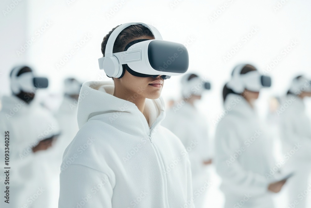 Poster interactive virtual reality learning experience educational setting digital content futuristic envir