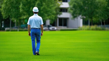 Obraz premium Sustainable Energy Engineer in Green Landscape