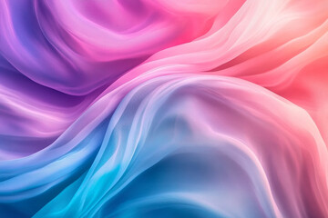 Fototapeta premium A colorful, flowing piece of fabric with a blue, pink, and purple hue. The colors are vibrant and the fabric appears to be flowing in a wave-like motion. Scene is one of fluidity and movement