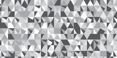 black and gray background seamless mosaic and low polygon triangle texture. triangles in gray tones. Triangle shape retro wall grid pattern geometric ornament tile vector square element.. , <
