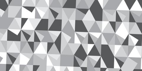 black and gray background seamless mosaic and low polygon triangle texture. triangles in gray tones. Triangle shape retro wall grid pattern geometric ornament tile vector square element.. , <
