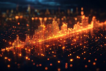 Obraz premium A bar graph with rising data trends, symbolizing economic growth, progress, and the power of statistics to guide global decisions. Generative AI