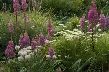 Obraz premium Flowers and low shrubs landscaping 3d render, transparent background, flowers in the garden