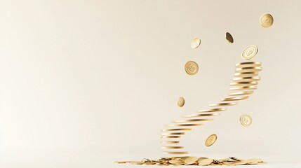 Fototapeta premium Golden Coins Spiraling Downwards Financial Growth and Success Concept