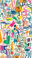 Playful Abstract Doodle Artwork with Hand-Drawn Sketches, Colorful Splashes, and Childlike Creativity for Fun and Whimsical Design Projects