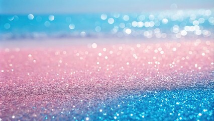 Fototapeta premium Glittering blue and pink ombre with iridescent glitter, ombre, sparkle, color transition, party decor