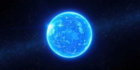 Fototapeta premium Glowing blue sphere set against a backdrop of deep space, cosmic entity, celestial body, glowing sphere