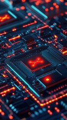 Fototapeta premium Cybersecurity monitoring visual digital workspace graphic art high-tech environment close-up glowing data privacy concept