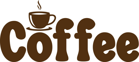 Coffee typography clip art design on plain white transparent isolated background for card, shirt, hoodie, sweatshirt, apparel, card, tag, mug, icon, poster or badge