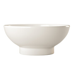 A white bowl with a white rim sits on a white background