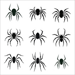 Spider Silhouette Bundle Set, Spider Icon Png
