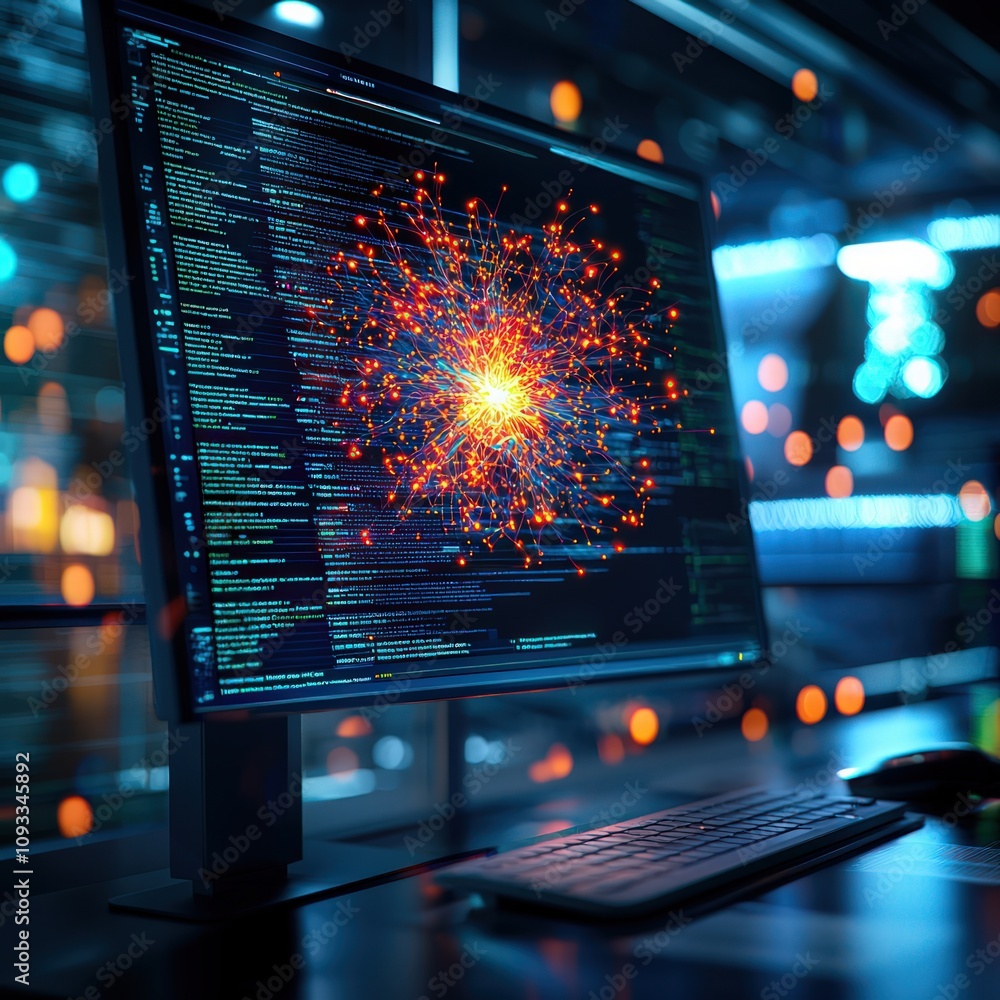 Poster data management event tech industry digital files modern office informative perspective data privacy