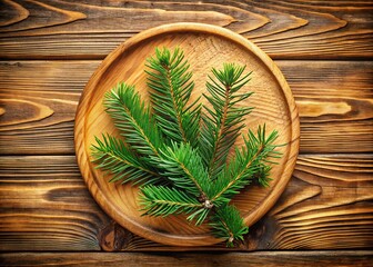 A natural plate becomes a canvas for pine twig photography.
