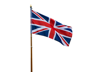 British flag waving proudly. transparent background