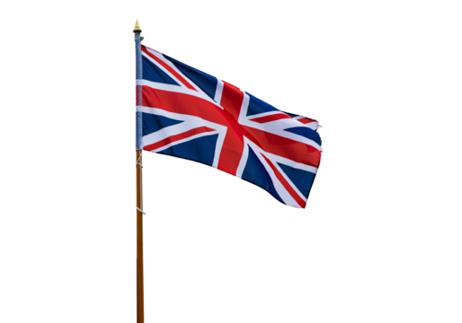 British flag waving proudly. transparent background