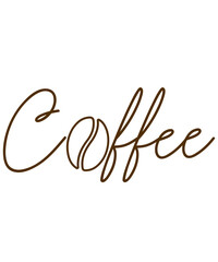 Coffee typography clip art design on plain white transparent isolated background for card, shirt, hoodie, sweatshirt, apparel, card, tag, mug, icon, poster or badge