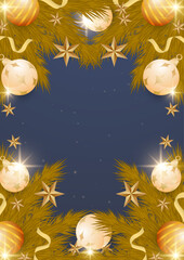 Fototapeta premium Colorful Happy New Year 3d Christmas Poster Greeting Card Composition Of elements With Decorations. Design Illustration for Cover, Print, Poster, Wallpaper, Background, Banner, Pamphlet, Presentation