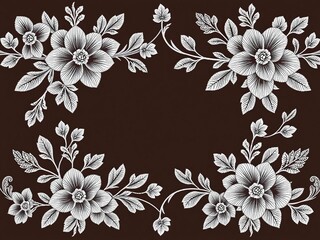 intricate floral embroidery design with repeating patterns of delicate flowers and leaves, woven fabric, floral embroidery
