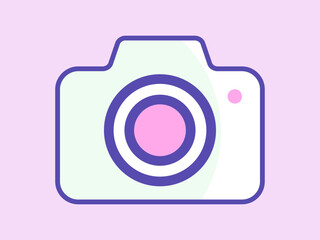 kawaii-style pink background photo camera icon