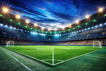 Fototapeta premium A stadium's outline, the penalty kick a tense spotlight.