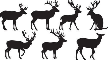 set of silhouettes of deer