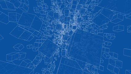 Wireframe Boxes. Sketch style