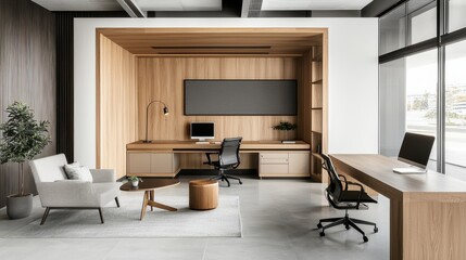 Fototapeta premium Revitalize your workspace dynamic office design modern interior multifunctional furniture contemporary environment enhanced functionality