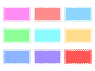 set of colorful abstract photo scalloped frame with rectangle shape