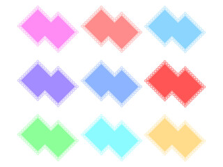 set of colorful abstract zigzag scalloped rectangle photo frame
