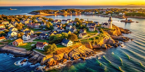 Cape Ann, MA:  Retro aerial perspective.