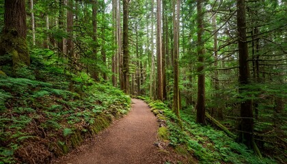 Obraz premium 푸른 숲속을 따라 이어진 산책, 트레일 코스