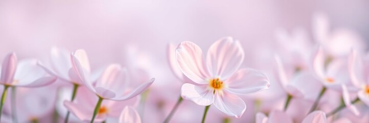 Fototapeta premium Soft petals of delicate flowers in pastel hues gently sway in the breeze, pastel colours, subtle colours