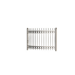 A white fence with a lot of spikes on it