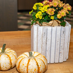 pumpkins and flowers