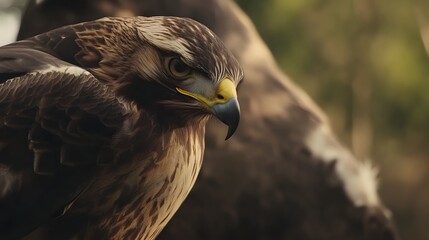 Majestic hawk with piercing eyes in natural habitat.