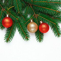 Fototapeta premium Christmas branches with decorations