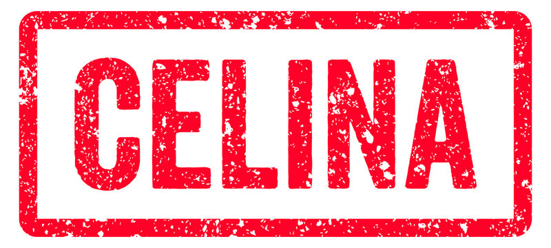Celina Stamp Transparent Seal, Red Grunge Celina Word Rubber Stamp Seal Text Effect
