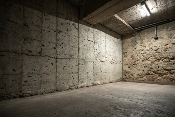 Rough cement texture against dull background in shadowy corner, shadowy, faded