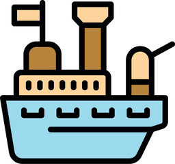 Warship navigating, showcasing naval dominance with flag and cannon, representing military force and defense