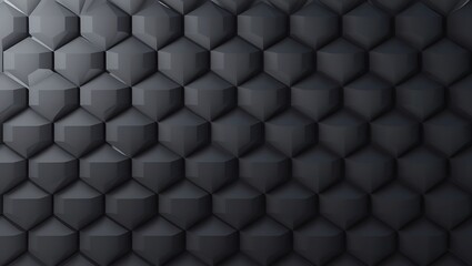 Fototapeta premium Digital abstract artwork featuring tessellated 3D hexagons in dark gray tones with soft lighting, gradients, and shadows for a sleek, modern aesthetic.