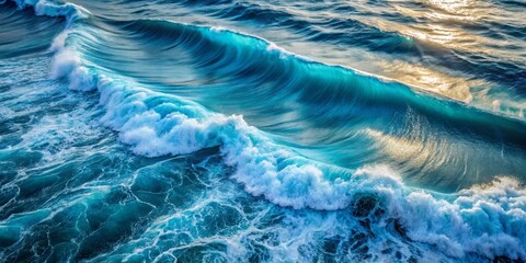 Obraz premium Aerial Photography of Transparent Ocean Waves Flowing Gently in Abstract Patterns During Sunset with Soft Light Reflections Creating a Serene Atmosphere