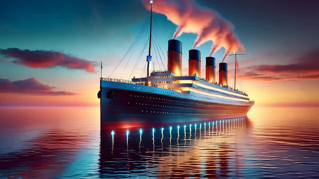Majestic ocean liner at twilight