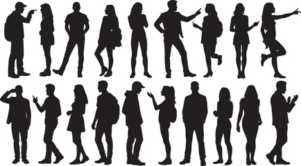 Vector set of silhouettes of people	