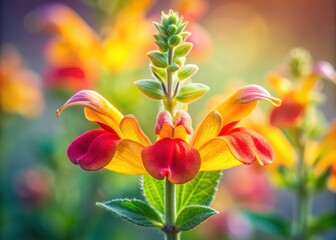 Naklejka premium Hot Lips Salvia, lemon blossom double exposure art.