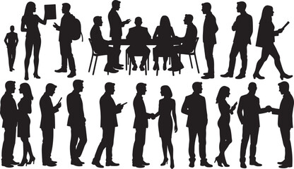 Vector set of silhouettes of people	