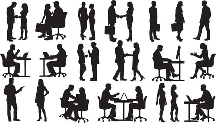 Vector set of silhouettes of people	