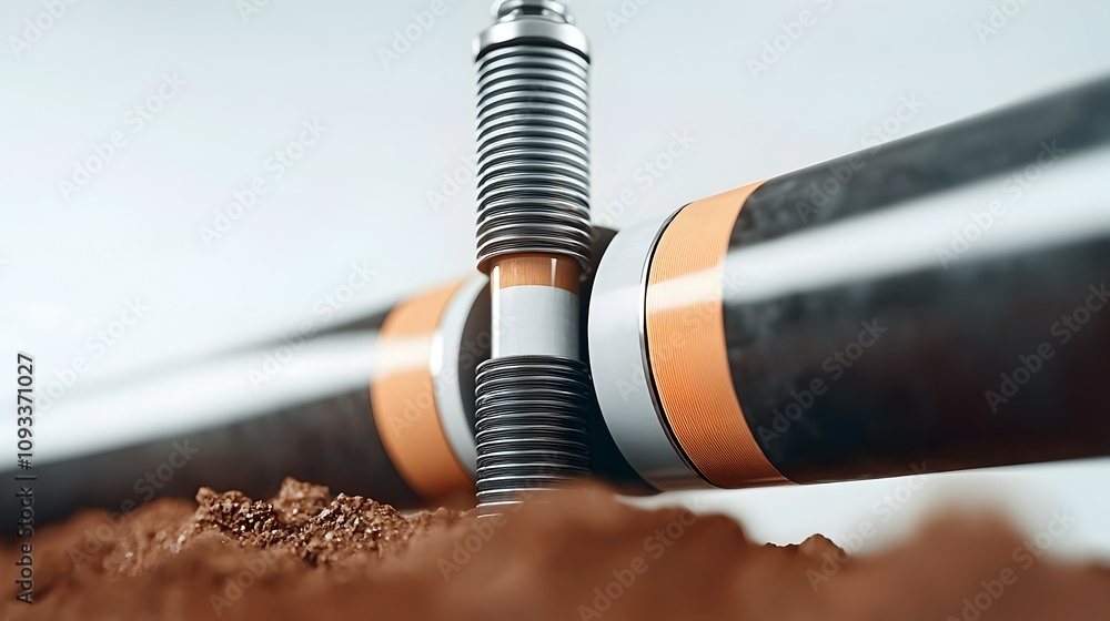 Poster underground pipe relining process - detailed cross-section view with adhesive lining and realistic t