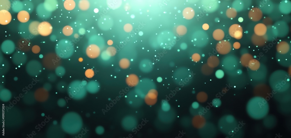 Aufkleber beautiful bokeh effect with teal and gold particles creating a dreamy atmosphere.