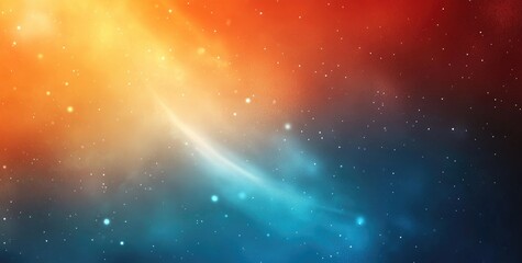 Abstract Gradient Background with Soft Orange, Blue, and Red Colors, Grainy Texture, and Copy Space for Professional Design